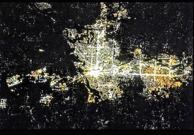 Spokane, WA, USA at night seen from Space