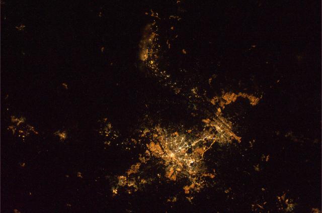 Johannesburg and Pretoria, South Africa seen from the ISS